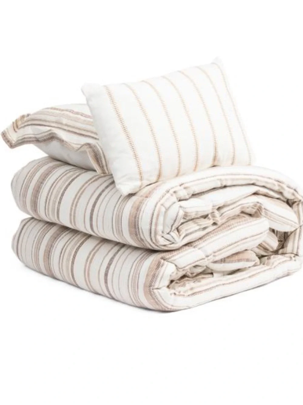 Tahari Neutral Stripe Comforter in Beige and Cream